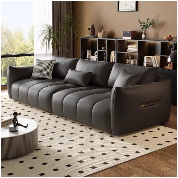 Comfynest Modern Faux Leather Sofa – Stain & Water Resistant Upholstery | Solid Color Living Room Seating – 240.03×100.33×80.01 cm | Multiple Colors Available