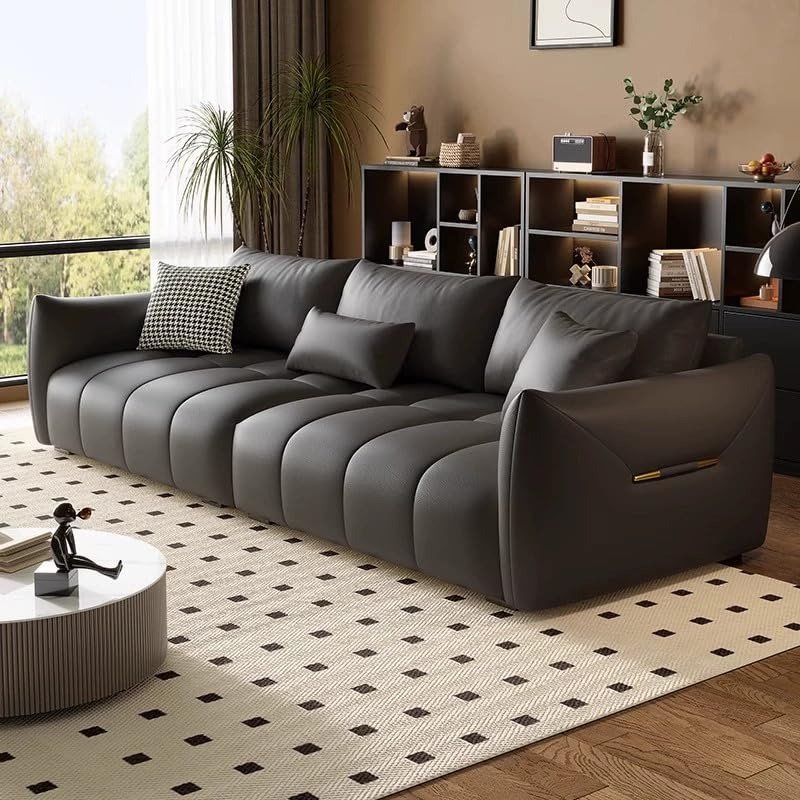 Comfynest Modern Faux Leather Sofa – Stain & Water Resistant Upholstery | Solid Color Living Room Seating – 240.03×100.33×80.01 cm | Multiple Colors Available