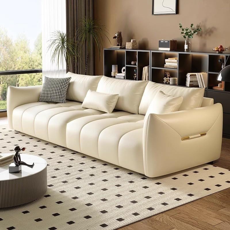 Comfynest Modern Faux Leather Sofa – Stain & Water Resistant Upholstery | Solid Color Living Room Seating – 240.03×100.33×80.01 cm | Multiple Colors Available