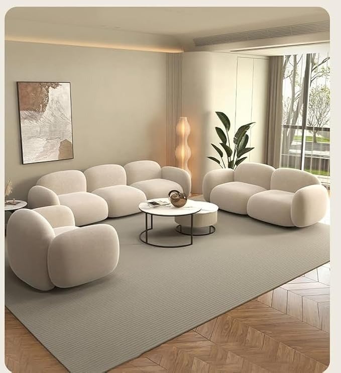 Comfynest Lazy Cream Modular Sofa – Comfortable & Soft | Multi-Functional 3-2-1 Sofa for Home & Office – Stylish Modular Living Room Seating