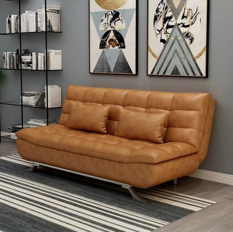 Comfynest Sofa Bed – Modern Faux Leather Convertible Sleeper – Multifunctional Futon Sofa – Space-Saving Design – Easy-to-Clean Upholstery for Small Apartments & Guest Rooms