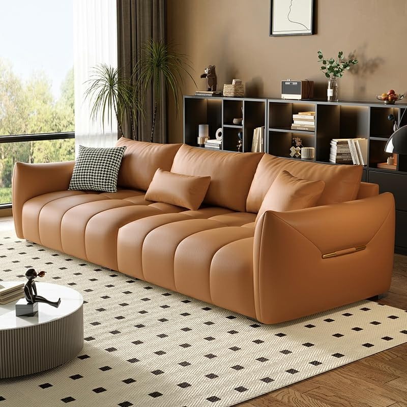 Comfynest Modern Faux Leather Sofa – Stain & Water Resistant Upholstery | Solid Color Living Room Seating – 240.03×100.33×80.01 cm | Multiple Colors Available