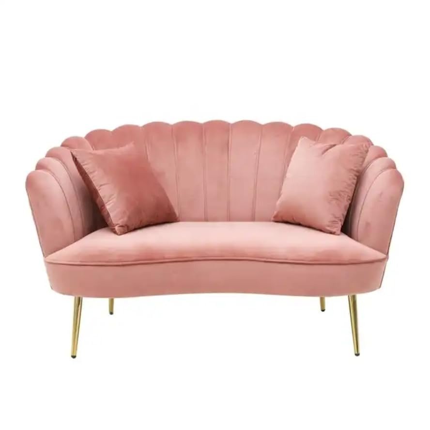 Comfynest Two-Seat Modern Pink Velvet Loveseat Sofa | Luxury Upholstered Furniture | Stylish Living Room Seating | Home & Hotel Use