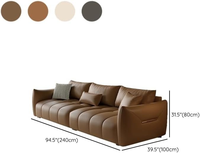 Comfynest Modern Faux Leather Sofa – Stain & Water Resistant Upholstery | Solid Color Living Room Seating – 240.03×100.33×80.01 cm | Multiple Colors Available