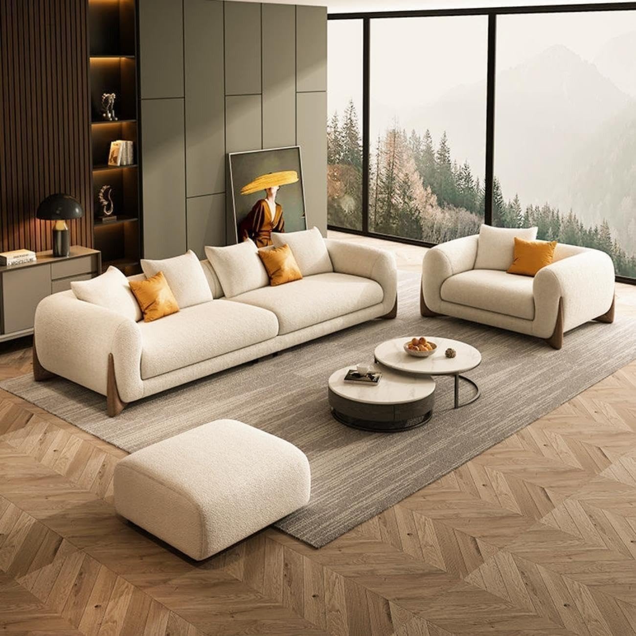 Comfynest Luxury Bouclé Upholstered Modular Sofa Set – Modern Sectional Design with Plush Comfort | Soft Touch Premium Bouclé Fabric & Solid Teak Wood Frame – Living Room Seating