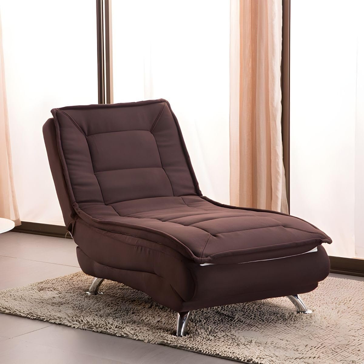 Modern Convertible Lounger Sofa Chair for Living Room & Bedroom | Cotton Blend Lounge Chair Armless Adjustable Sleeper Chair Bed | Fabric Upholstered Chaise Lounge