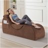 Modern Yoga Chair Lounge – Ergonomic S Shape Chaise Lounge Sofa with Ottoman, Headrest & Waist Support Pillow – Indoor Foam Stretching Chair for Relaxation, Reading & Massage