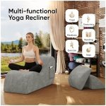 Modern Yoga Chair Lounge – Ergonomic S Shape Chaise Lounge Sofa with Ottoman, Headrest & Waist Support Pillow – Indoor Foam Stretching Chair for Relaxation, Reading & Massage