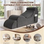 Modern Yoga Chair Lounge – Ergonomic S Shape Chaise Lounge Sofa with Ottoman, Headrest & Waist Support Pillow – Indoor Foam Stretching Chair for Relaxation, Reading & Massage