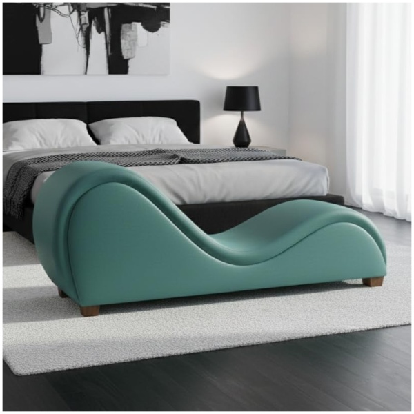 Modern S-Shape Loveseat Sofa, 2 Seater PVC Leather Couch for Living Room, Bedroom, Apartment & Villa, Ergonomic Curved Lounge Sofa for Relaxation