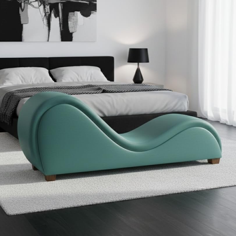 Modern S-Shape Loveseat Sofa, 2 Seater PVC Leather Couch for Living Room, Bedroom, Apartment & Villa, Ergonomic Curved Lounge Sofa for Relaxation
