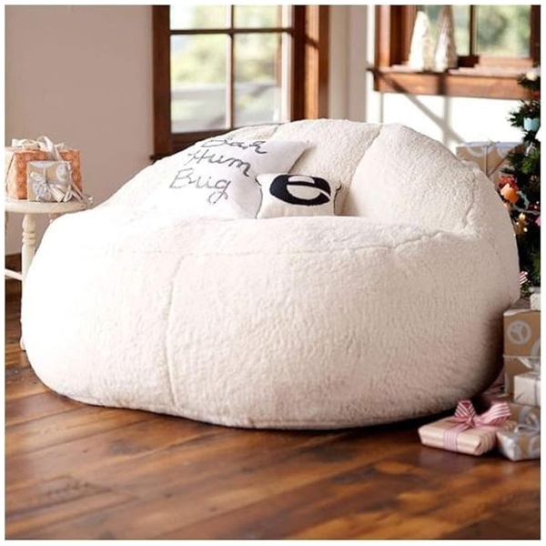 Big Lamb Velvet Bean Bag Sofa Bed | Plush Convertible Lounge Chair for Indoor-Outdoor | Cloud-Like Comfort, Adult & Kids Cozy Corner (Filled with Beans, Medium
