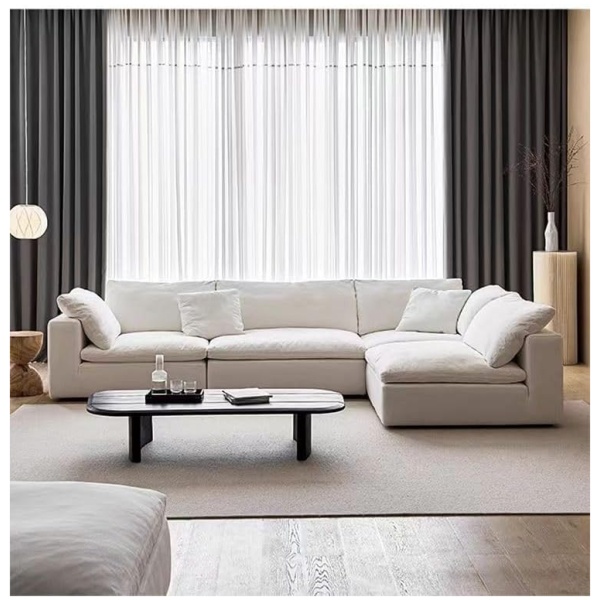U-Shape Modular Sectional Sofa Set, Modern Nordic Velvet Fabric with Down Filling, Backless L-Shape Design, Customizable Configurations for Living Room, Apartment, Hotel