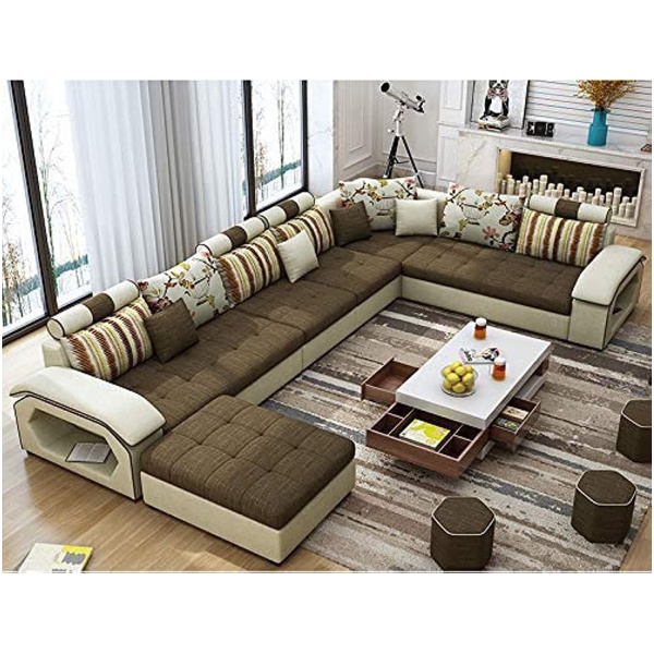 Modern Couch U Shaped Fabric Living Room Furniture Chaise Lounge Recliner Sectional L Shape Corner Sofa Sets