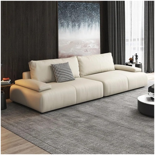 3-Seater Faux Leather Sofa Set with Ottoman – Modern Minimalist White Couch & Footstool, Compact Living Room Furniture, Easy to Clean Upholstery 260x100x84cm