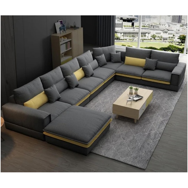7-Seater Majlis Sofa Set - Large Spacious Arabic Style Living Room Couch with Pillows, Plush Comfort Fabric