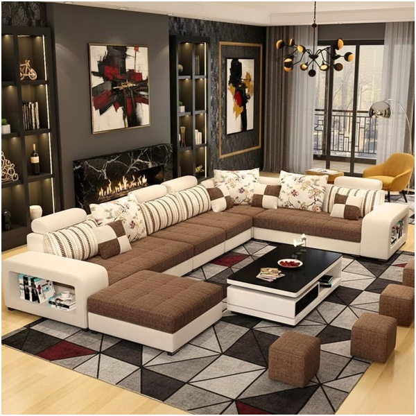 Deep Sleep Live Room Sofa,Apartment Living Room Corner Sofa set Combination Furniture (Brown)